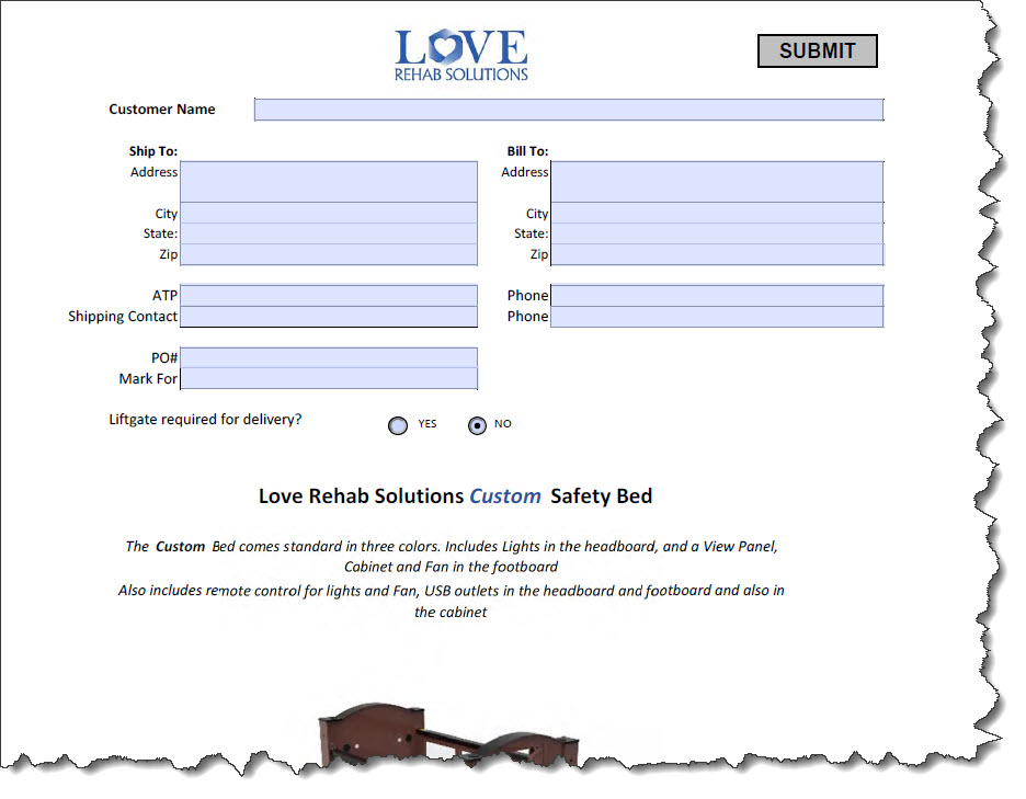 Custom Bed Order Form Example